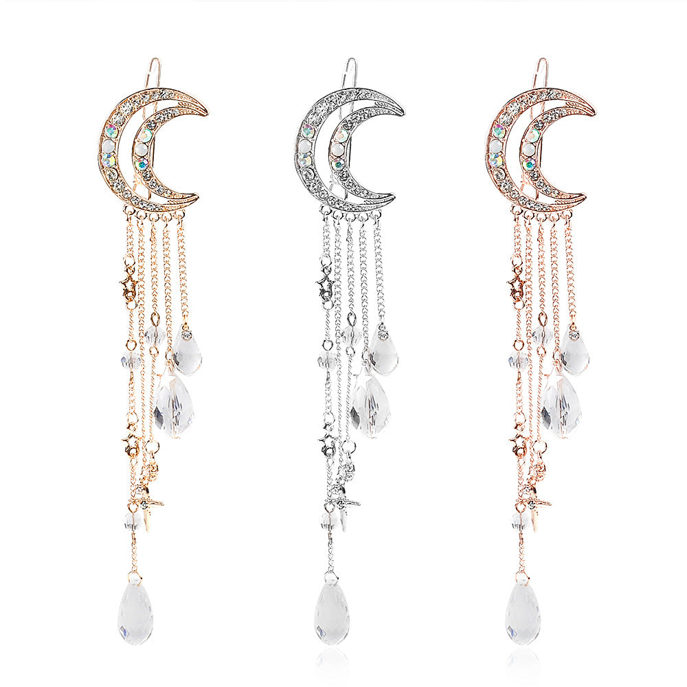 Moon Tassel Pentagram Pendant Hair Clip