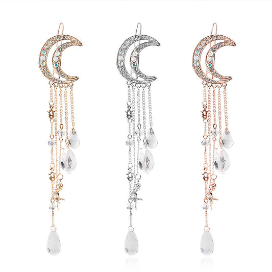 Moon Tassel Pentagram Pendant Hair Clip