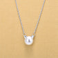 Sweet And Lovely Pearl Cat Ears Plated Platinum Short Necklace Temperament Kitten Clavicle Chain