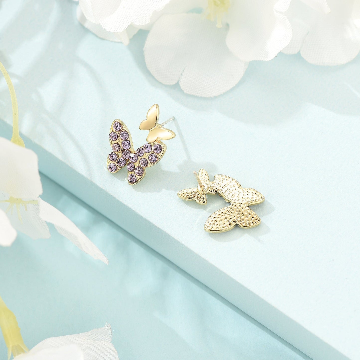 Purple Butterfly Stud Earrings for Girls Women Stud Jewelry Gift Accessories