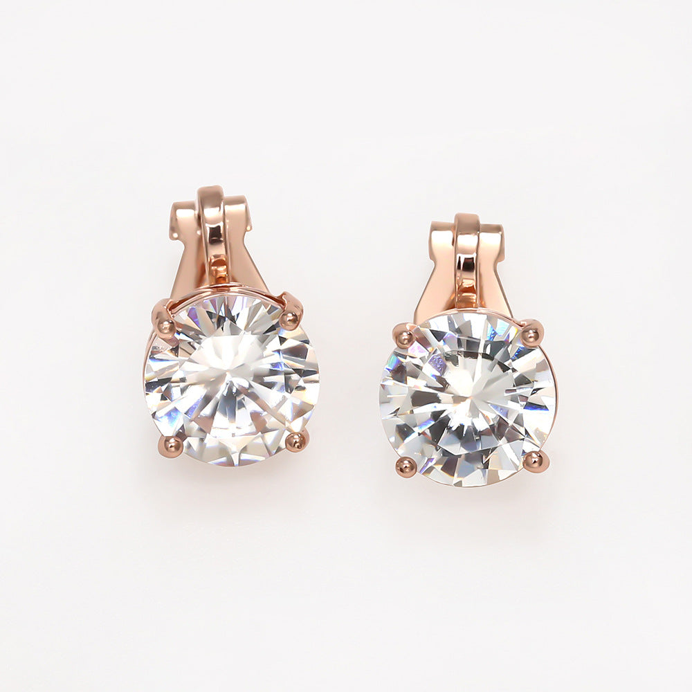 Rhinestone Ear Clips Stud Earrings Accessories Gift Women Girl Fashionable