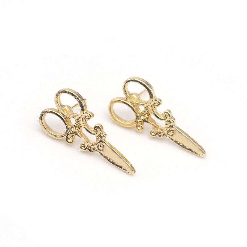 Scissor Studs Earrings Women Fancy Jewelry Modern Gift Accessory Girls Fashion Studs Earrings