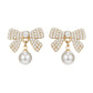 Cute Pearl Bow Stud Earrings Accessories Gift Women Girl Fashionable Jewelry