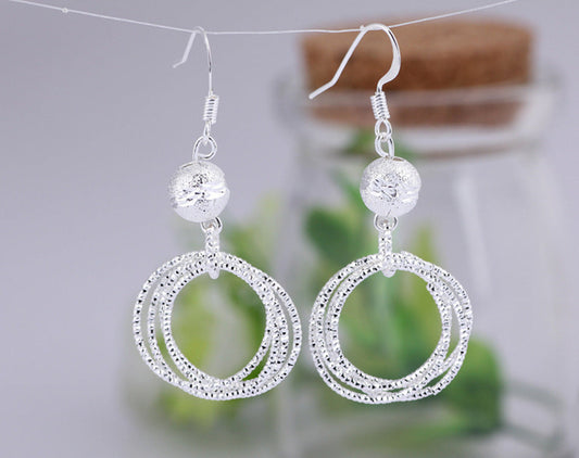 Textured Hanging Circle Dangle Fashion Earrings for Women Stylish Party Jewelry Gift