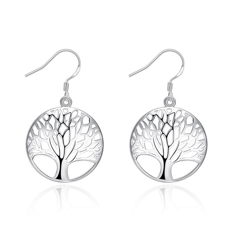 Round Hollow Relief Life Tree Pendant s625 Silver