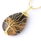 Natural Stone Pendant Gold Color Wire Wrap Gem