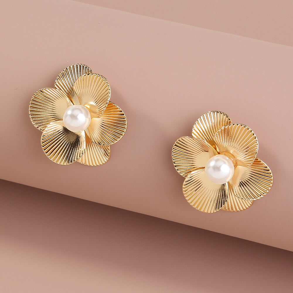 Shell Pattern Flower Stud Earrings Female Girl Fashion Earrings Birthday Holiday