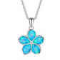 Fashion silver filled blue opal sea turtle pendant necklace for women female Animal wedding ocean beach jewelry gift