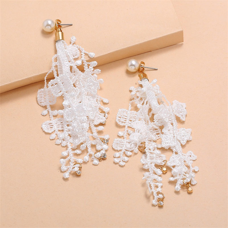 White Tassel Dangling Drop Earrings Women Girls Gifts Jewelry Accessories