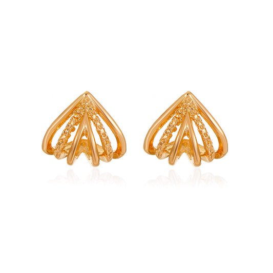 Fan Shaped Stud Earrings Women Jewelry Gift for Her Accessories