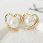 Pearl in Heart Stud Earrings for Girls Women Stud Jewelry Gift Accessories