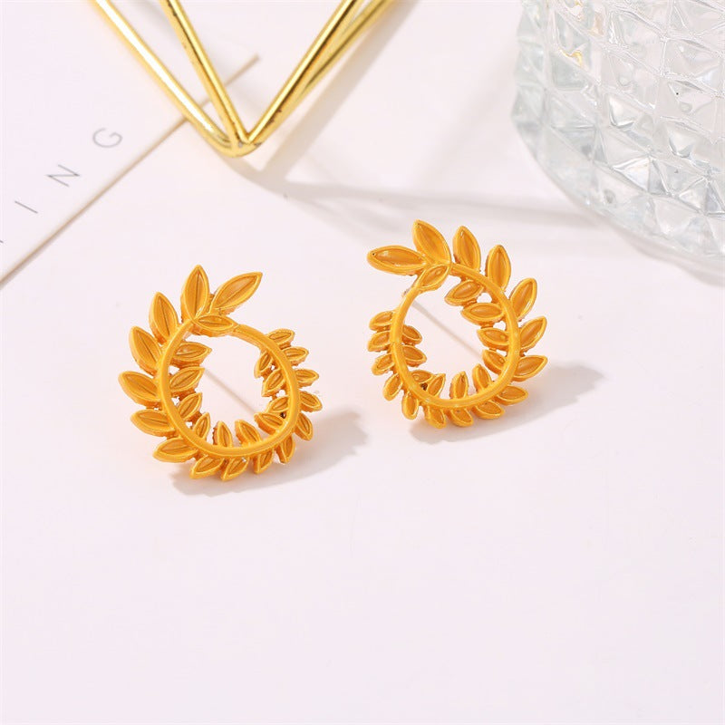 Round Leaves Vine Dangle Earrings Jewelry Accessories Girls Fashion Accessory