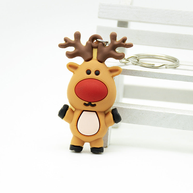 Santa Claus Elk Snowman Christmas Tree Key Pendant