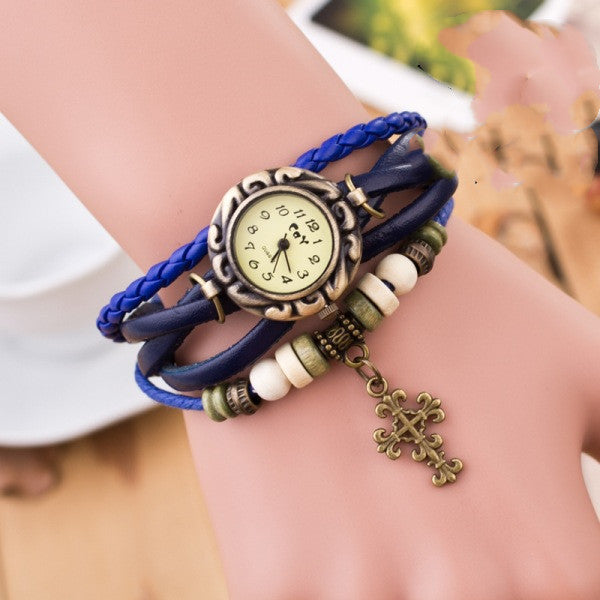 Female bracelet cross watch