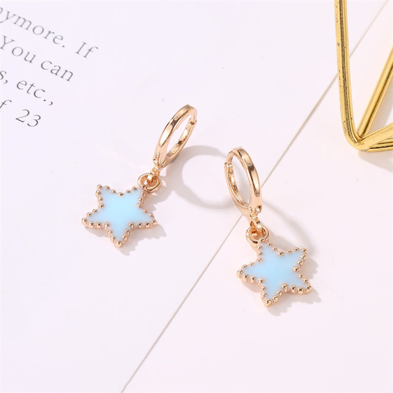 Sky Blue Star Dangle Earrings Cute Summer Earring Jewelry Gift for Her