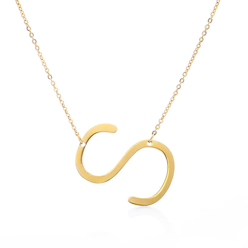 Fabulous Rose Gold Plated Stainless Steel Initial Letter Pendant Necklace