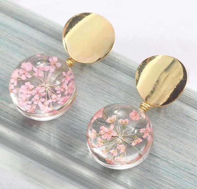 Flower Resin Ear Studs Dangle Fashion Earrings for Women Stylish Party Jewelry Gift