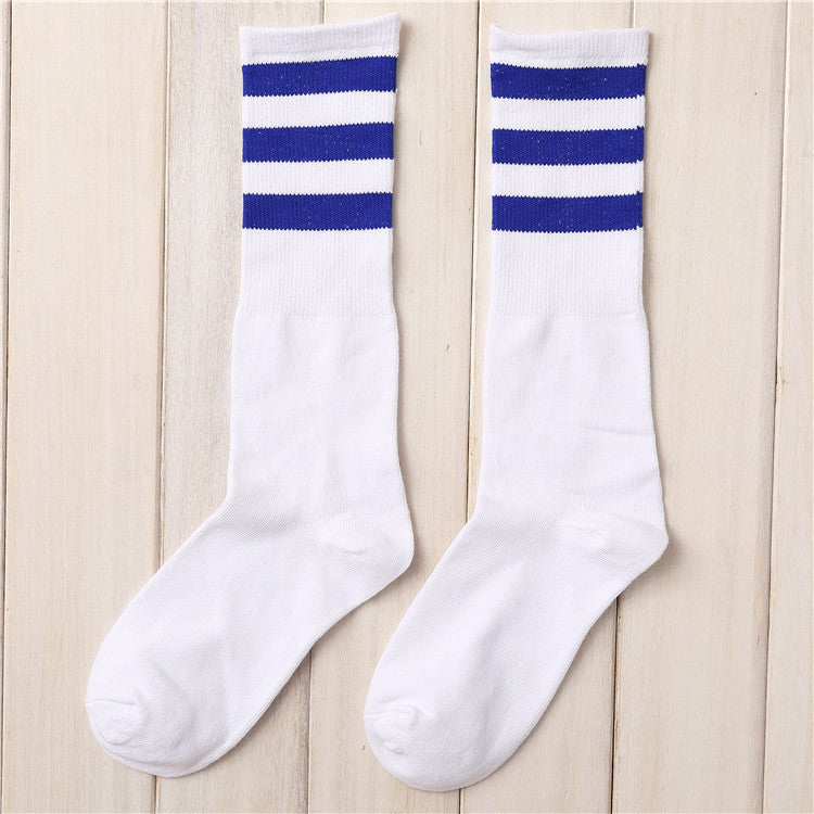 Three-bar Socks In Autumn And Winter Horizontal Strips In The Long Tube