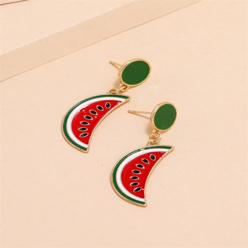 Watermelon Slice Design Dangle Earring Exquisite Fashion Drop Earrings For Women