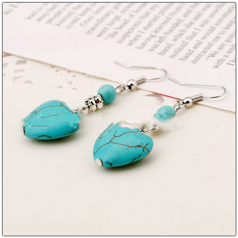 Turquoise Heart Dangle Earrings Cute Summer Earring Jewelry Gift for Her