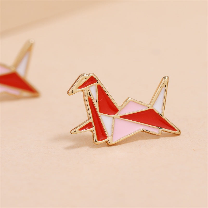 Paper Bird Stud Earrings Women Fashionable Luxurious Earrings Jewelry