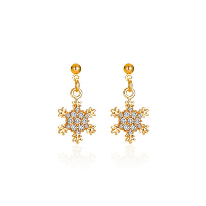 Crystal Snowflake Design Jewelry Fashion Dangle Earrings for Girls Party Birthday Gift