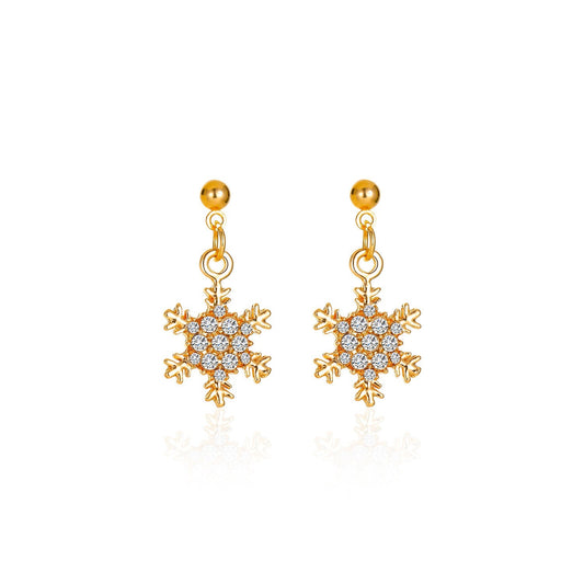 Crystal Snowflake Design Jewelry Fashion Dangle Earrings for Girls Party Birthday Gift