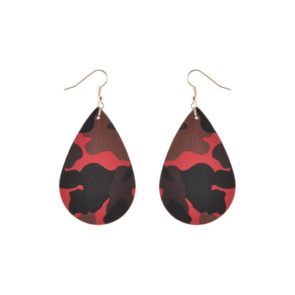 Women's Pu Retro Faux Leather Double-sided Print Earrings