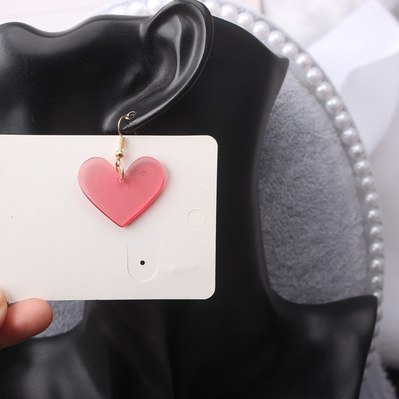 Pink Heart Pendant Drop Dangle Earrings Women Jewelry Gift for Her Accessories