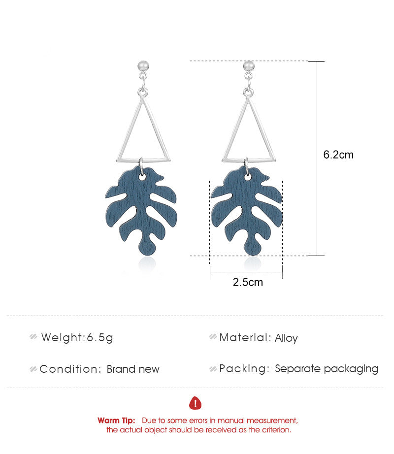 Tropical Leaf Triangle Drop Earrings Cute Dangle Earrings Women Jewelry Gift for Her