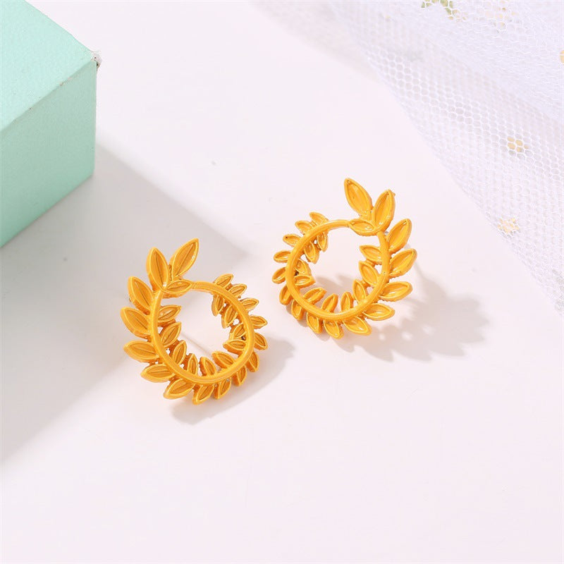 Round Leaves Vine Dangle Earrings Jewelry Accessories Girls Fashion Accessory