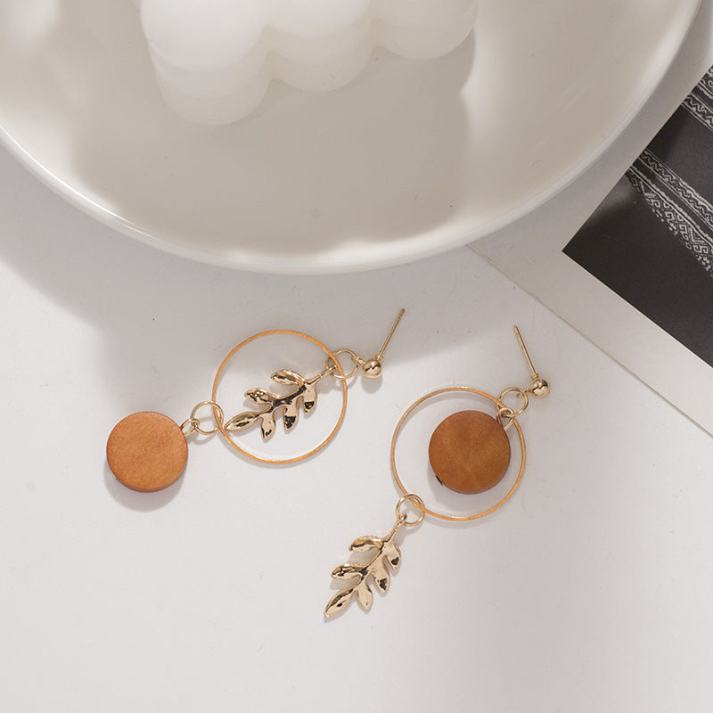 Leaf Wooden Pendant Dangling Drop Earrings Women Girls Gifts Jewelry Accessories