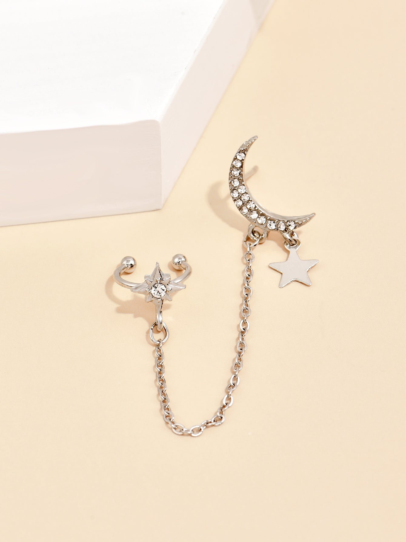 Moon Star Ear Stud Ear Cuff Earrings Cute Dangle Earrings Women Jewelry Gift for Her