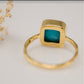 Simple Square Turquoise 18k Gold Plated Ring