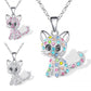 Love Color Cat Diamond Pendant Necklace