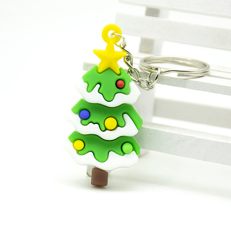 Santa Claus Elk Snowman Christmas Tree Key Pendant