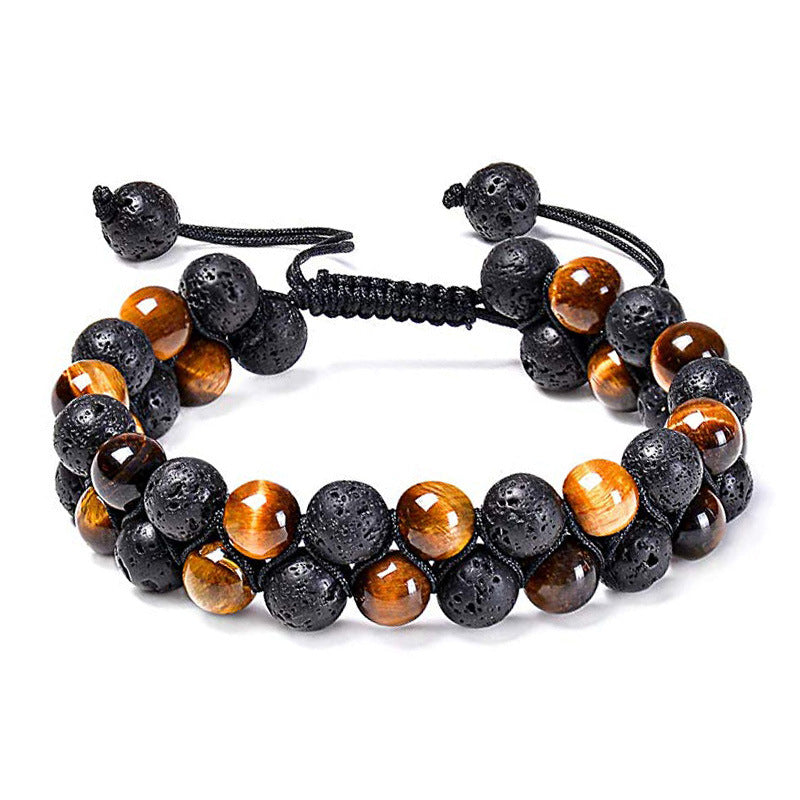 Tiger eye couple bracelets matte black agate beads bracelet