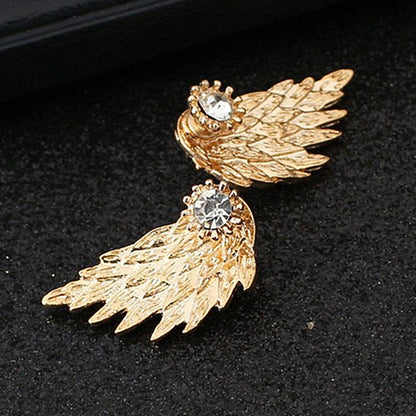 Angel Wings Stud Earrings with Diamonds