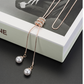 Korea long simple pearl pendant long necklace pendant wild diamond tassel sweater chain female 9302