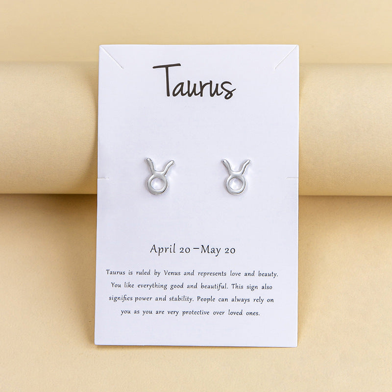 Twelve Constellation Earrings Gold And Silver 12 Zodiac