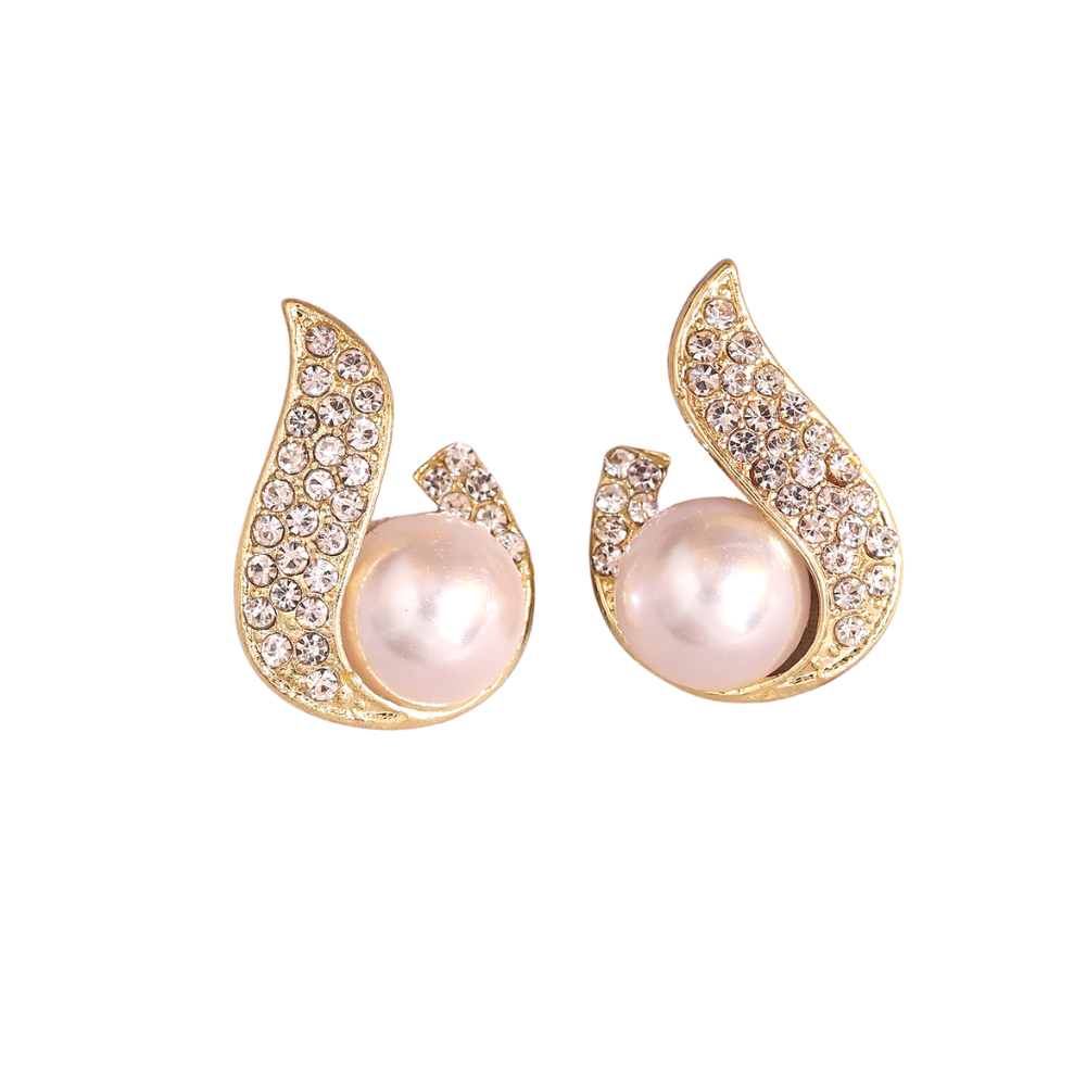 Rhinestone & Faux Pearl Decor Stud Earrings for Women Girls Ear Studs Jewelry