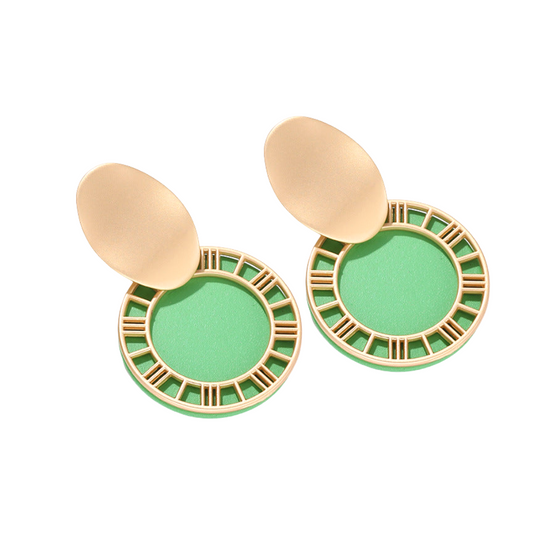 Green Round Drop Dangle Earrings Women Jewelry Gift for Her Accessories