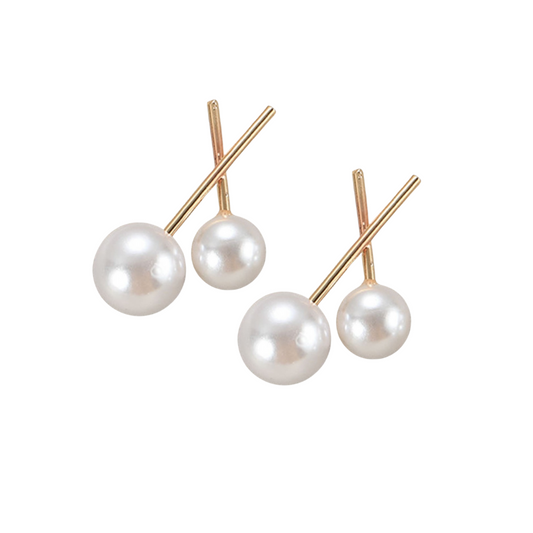 Faux Pearl Stick Decor Stud Earrings for Women Girls Ear Studs Jewelry Gift