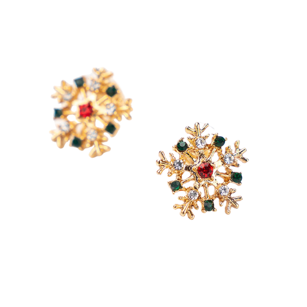 Colorful Snowflake Stud Earrings Female Girl Fashion Earrings Birthday Holiday