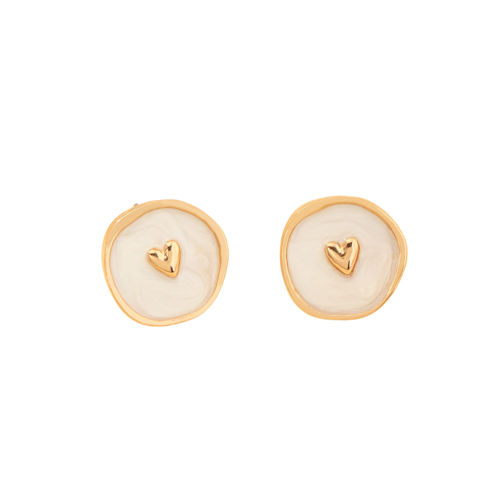 Heart Round Stud Earrings for Women Girls Ear Studs Jewelry Gift Fashion