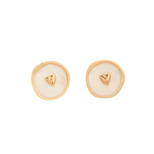 Heart Round Stud Earrings for Women Girls Ear Studs Jewelry Gift Fashion