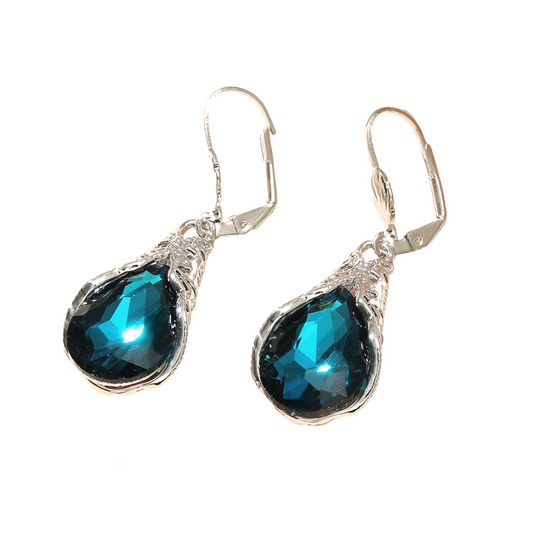Deep Ocean Blue Drop Ear Dangle Fashion Earrings for Women Party Jewelry Gift