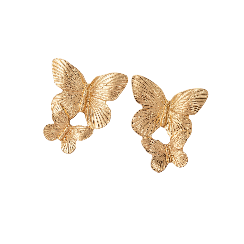 Metal Butterfly Design Stud Earrings for Women Girls Ear Studs Jewelry Gift