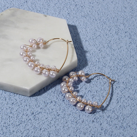 Heart Faux Pearl Drop Earring Women Jewelry Mom Gift Everyday Wear Earrings