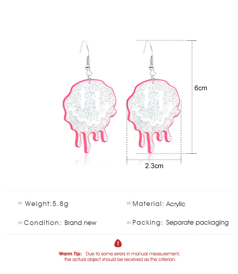 Drip Smile Face Drop Dangle Earrings Women Jewelry Gift for Her Accessories